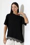 Women's T-Shirt - Oversized T-Shirt with Asymmetrical Skirt and Lace Trim - 2