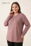 Women's Plus Size Dusty Rose Sparkle Pattern, Embroidered Collar, Stoned Mother Combed Cotton Blouse, Oversized Size - 2