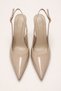 Women's Beige Patent Leather Pointed Toe Evening Dress Shoes 9.5 cm Thin Heeled Stylish Evening Event Model - 2