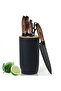 Professional Kitchen Knife Set with Countertop Stand, Ergonomic Patterned-Grip Handles, Includes Scissors, Ideal for Home Cooking, Meal Prep, and Kitchen Organization