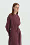Belted Modal Dress - Burgundy - 2