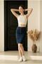 Ada Women's Navy Blue Denim Skirt with Back Slit Detail 55cm Denim Skirt New-1 - 3