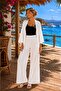 Women's Wrinkled Fabric Kimono Pants Set