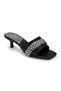 Women’s Heels- Leopard Print Heeled Slide Sandals – Casual Open Toe Mule Heels for Women with Buckle Strap – Black & White – Sizes 37-41 - 2