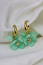 Water Green Acrylic Flower Dangle Hoop Earrings