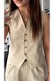 Stone imported linen vest-pant set - 4