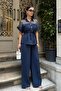 Women's Sequin Detailed Woven Modal Top and Bottom Set - 4