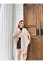 Women's Beige Front Detailed Poncho Cardigan Frv0192 - 4