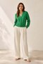 Green V-Neck 100% Organic Cotton Buttoned Women's Knitwear Cardigan