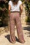 Women's Green Pink Paisley Floral Comfortable Flowy Wide Leg Woven Shalwar 25Kslvh504 - 5