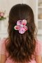 Set of 4 Cherry Patterned Satin Flower Hair Clips – Elastic Clip with Pearl Detail, Hair Accessory for Girls & Young Girls - 2