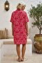 Fuchsia Shirt Collar Short Sleeve Patterned Casual Viscose Woven Dress 105 65 - 6