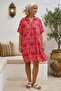 Fuchsia Shirt Collar Short Sleeve Patterned Casual Viscose Woven Dress 105 65 - 4