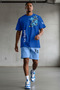 Men's Oversize Floral Printed 100% Cotton Crew Neck T-Shirt Shorts Summer Set