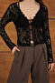 Buttoned Lace Jacket - Black |   F2072 - 4
