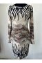 Women's Zebra Patterned Viscose Long Sleeve Slim Fit Dress - 3