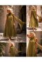 Olive Mirage Lace Shawl Detailed Maxi Length Premium Dress - 2