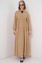 Women's V-Neck Gathered Waist Buttoned Ruffled Biscuit Hijab Dress
