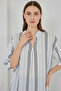 Women's Shirt Collar Oversize Striped Cotton Light Blue Blouse - 4
