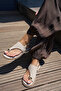 Corspi Women's Beige Genuine Leather Suet Flip Flops - 5