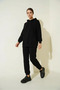 Women's Hooded Regular Oversize Black Tracksuit Set - 5
