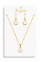 Pink and White Star Figured Gold Necklace and Earring Jewelry Set – Minimal Chic Accessory for Women
