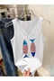 Women's Mix Printed Half V-Neck Sleeveless Regular Fit Comfortable T-Shirt - 2