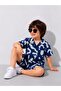 Boys' Patterned Linen Woven Fabric Stylish Shirt Shorts Lower and Upper Set 4-12 Years - 2