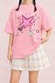 Women's Retro Star Printed Oversize Crew Neck Cotton Casual Combed Cotton T-Shirt
