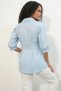Women's Blue Shirt with Pleated Detail and Waistband - 3