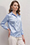 Women's Satin Blue Shirt - 2