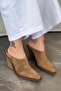 Davy Women's Genuine Suede Leather Heeled Shoes Camel - 3