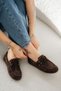 Gox Women's Lace-Up Genuine Suede Leather Loafer Shoes Brown - 2
