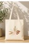 Vintage Boho Patterned Printed Raw Fabric Bag Organic Tote Bag