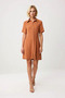 Women's Short Sleeve Shirt Collar Mini Woven Dress Button Detail A-Line Cut Casual Daily Modern Stylish - 4