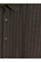 Khaki regular fit striped poplin men's shirt - 3