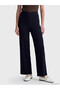 Navy Blue Elastic Waist Women's Knitwear Trousers - 2