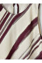 Plum Striped Asymmetrical Cut Linen Blend Blouse - 3