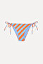 Women's Orange Striped Tie-Up Bikini Bottom - 2