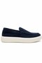 Men's Khaki Green/Navy Blue Suede Slip-On Shoes - Casual Comfortable Sole Moccasins - 3