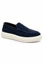 Men's Khaki Green/Navy Blue Suede Slip-On Shoes - Casual Comfortable Sole Moccasins - 4
