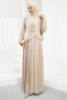 Stone Front Gathered Pleated Evening Dress - 4