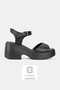 Women's Black Genuine Leather Thick-Heeled Platform Daily Sandals