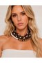 Polka Dot Scarf Necklace for Women |   Handmade Fabric Necklace with Pearl and Chain Detail, Bohemian Design Accessory
