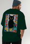 For the Love of Cats 98 Cat Printed Green Oversize T-Shirt 100% Cotton Unisex Cat Lover Premium Design - 7