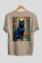For the Love of Cats 8 Cats Printed Beige Oversize T-Shirt 100% Cotton Unisex Cat Lover Premium Design