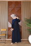 Laser Cut Stone Detailed İkbal Ferace (Navy Blue) - 6
