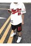 Men's Oversize New York 89 Printed T-Shirt Shorts Set 100% Cotton Streetwear