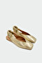 İslas Asymmetrical Cut Elastic Flat Gold Women's Ballerinas