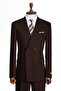 Luxury Men's Suit, Slim Fit, Double Breasted, Brown, Swallow Collar - 2